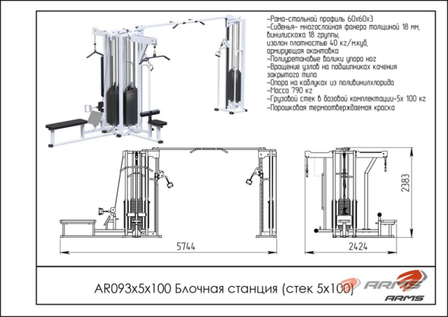Блочная станция ARMS AR094х3х100 (стек 3х100 кг) Блочная станция ARMS AR094х3х100 (стек 3х100 кг)