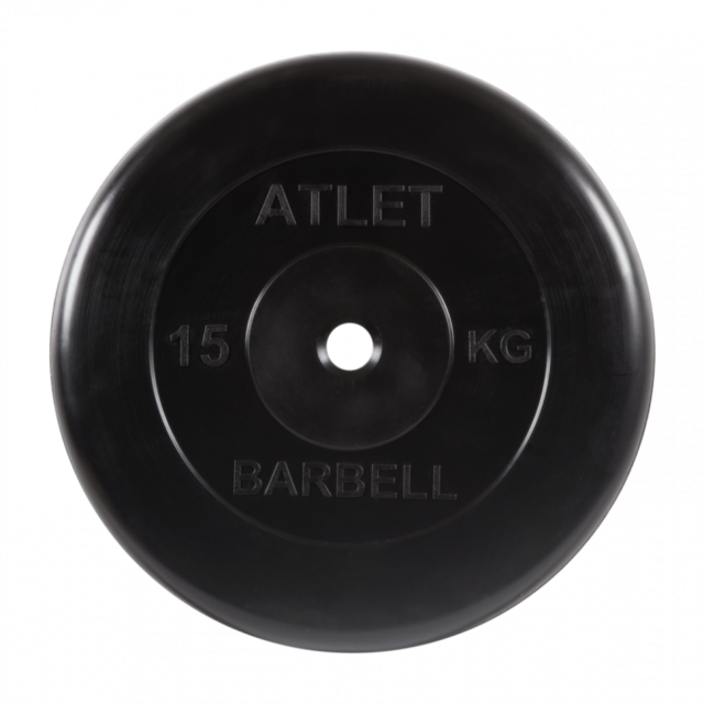 Диск обрезиненный "Atlet" d 26 мм чёрный 15,0 кг MB-AtletB26-15