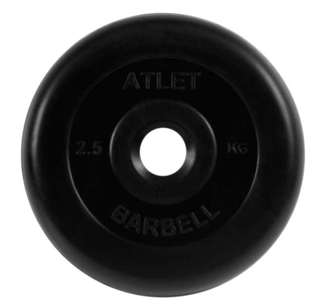 Диск обрезиненный "Atlet" d 26 мм чёрный 2,5 кг MB-AtletB26-2,5