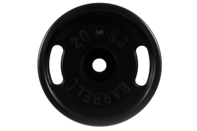 Диск олимпийский с ручками Barbell d 51 мм, чёрный, 20 кг