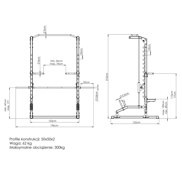 Машина Смита с турником и брусьями Marbo Sport MS-U105 2.0