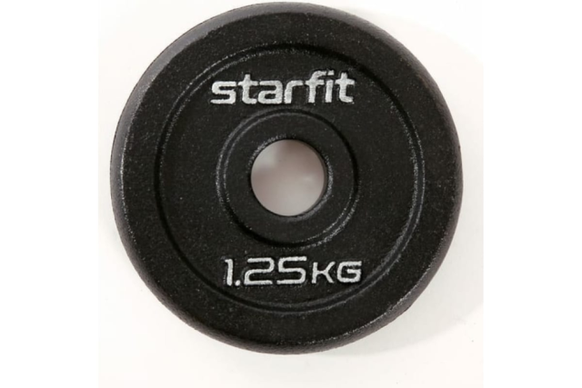 Диск чугунный STARFIT BB-204 1,25 кг, d 26 мм, черный