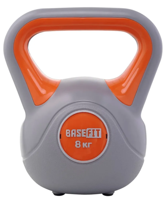 Гиря пластиковая BASEFIT DB-503 8 кг, серый/оранжевый Гиря пластиковая BASEFIT DB-503 8 кг, серый/оранжевый