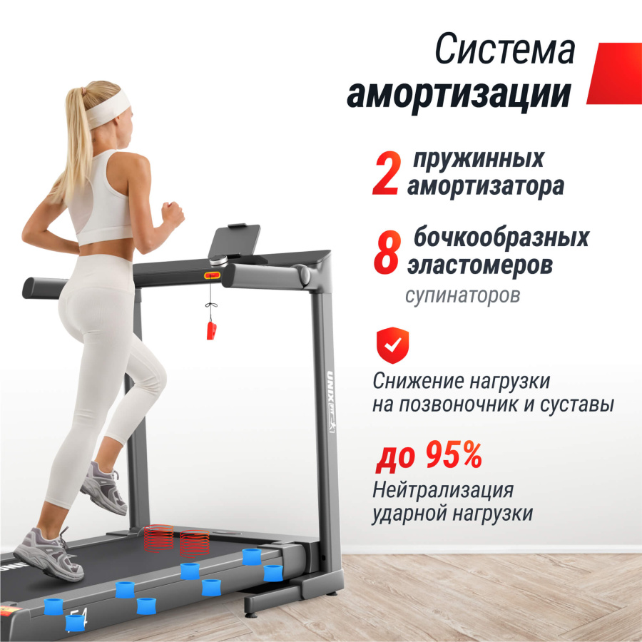 Беговая дорожка UNIX Fit Hi-tech F4 космический серый