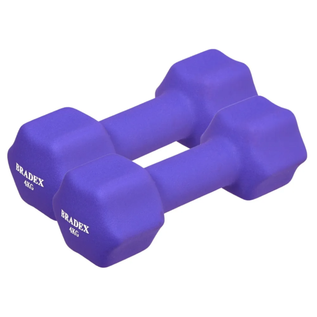 Набор гантелей неопреновых Bradex SF 0867 4 кг, фиолетовые, 2 шт. Набор гантелей неопреновых Bradex SF 0867 4 кг, фиолетовые, 2 шт.