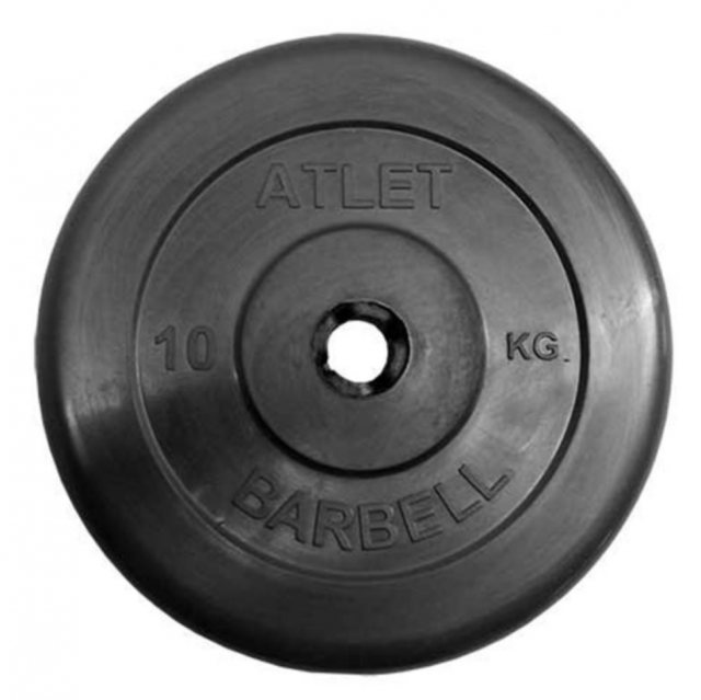 Диск обрезиненный "Atlet" d 31 мм чёрный 10,0 кг MB-AtletB31-10