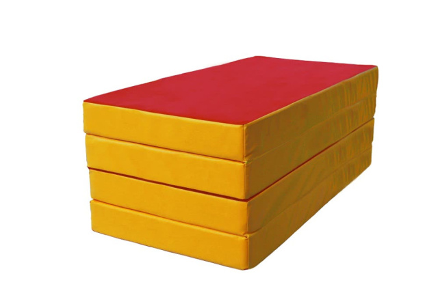 Мат КМС № 5 (100 х 200 х 10), складной, 3 сложения, красно/жёлтый