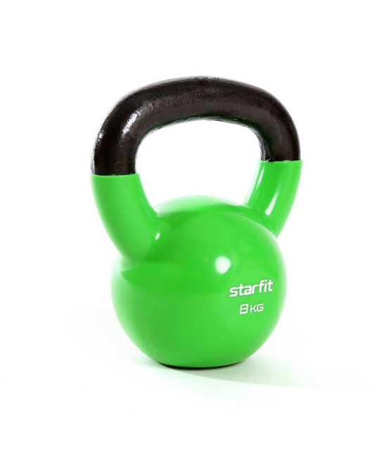Гиря виниловая STARFIT DB-401 8 кг, зеленый Гиря виниловая STARFIT DB-401 8 кг, зеленый