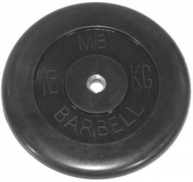 Диск обрезиненный литой 15 кг Barbell MB-PltB26-15