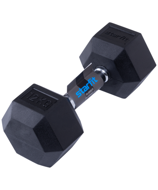Гантель обрезиненная гексагональная STARFIT DB-301, 12 кг, черный