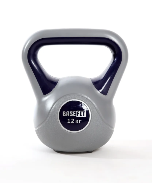 Гиря пластиковая BASEFIT DB-503 12 кг, серый/темно-синий Гиря пластиковая BASEFIT DB-503 12 кг, серый/темно-синий