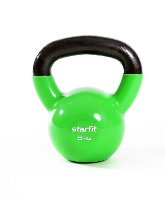 Гиря виниловая STARFIT DB-401 8 кг, зеленый Гиря виниловая STARFIT DB-401 8 кг, зеленый