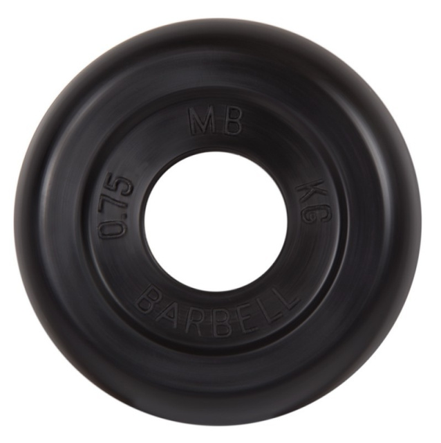 Диск обрезиненный "Barbell" d 31 мм чёрный 0,75 кг MB-PltB31-0,75