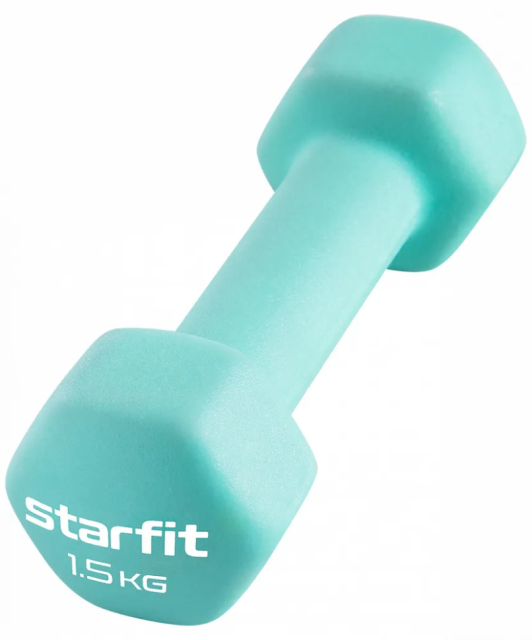 Гантель неопреновая STARFIT DB-201, 1,5 кг, мятный Гантель неопреновая STARFIT DB-201, 1,5 кг, мятный