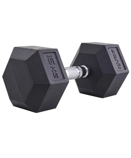 Гантель гексагональная STARFIT DB-301, 16 кг, обрезиненная, черный Гантель гексагональная STARFIT DB-301, 16 кг, обрезиненная, черный