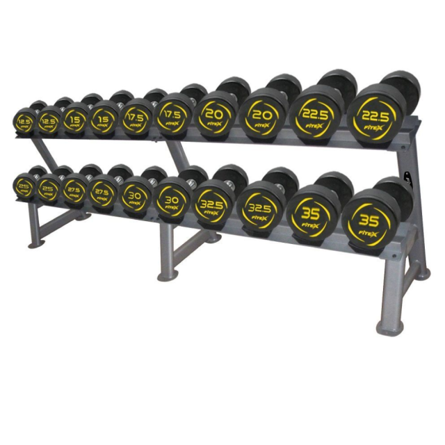 Комплект полиуретановых гантелей Fitex Pro FTX-415.1 со стойкой, 12.5-35кг (10 пар) Комплект полиуретановых гантелей Fitex Pro FTX-415.1 со стойкой, 12.5-35кг (10 пар)