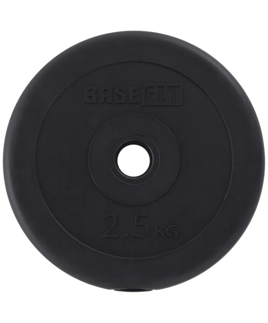 Диск пластиковый BASEFIT BB-203, 2,5 кг, d 26 мм, черный