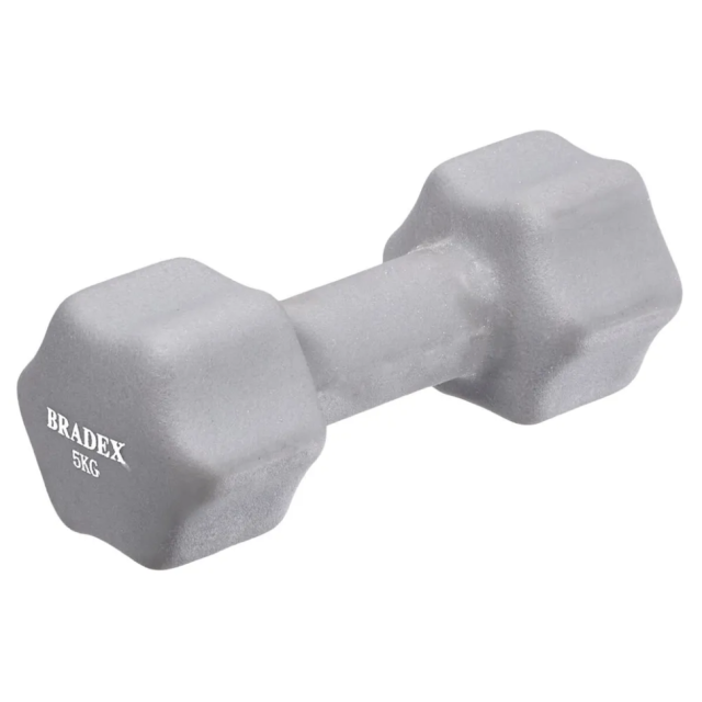 Набор гантелей неопреновых Bradex SF 0868 5 кг, серые, 2 шт. Набор гантелей неопреновых Bradex SF 0868 5 кг, серые, 2 шт.