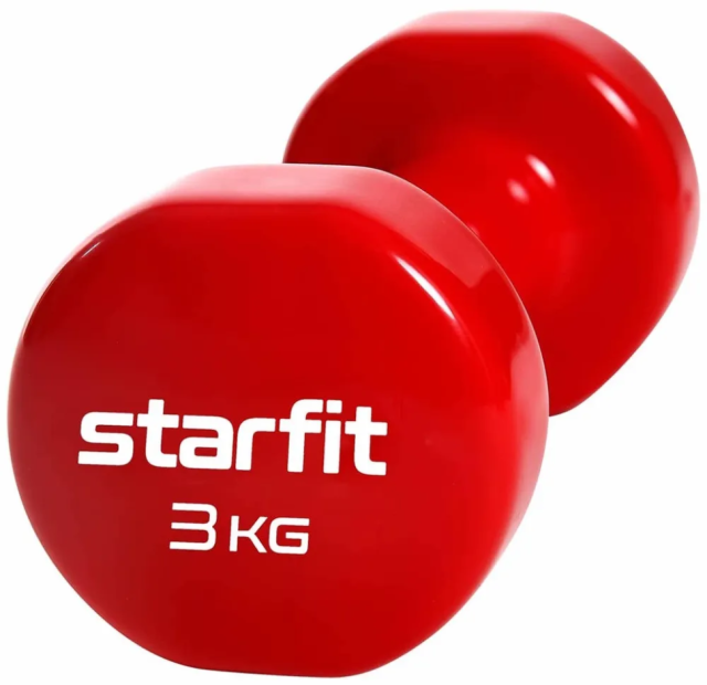 Гантель виниловая STARFIT DB-101, 3 кг, красный Гантель виниловая STARFIT DB-101, 3 кг, красный