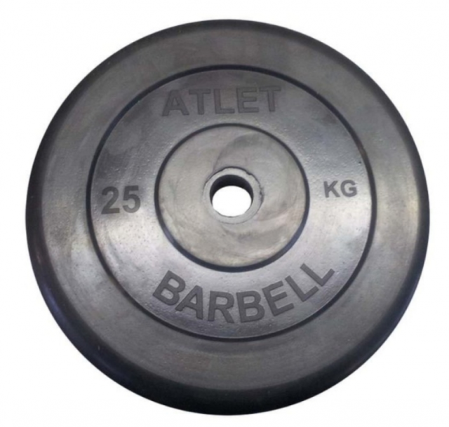 Диск обрезиненный "Atlet" d 31 мм чёрный 25,0 кг MB-AtletB31-25