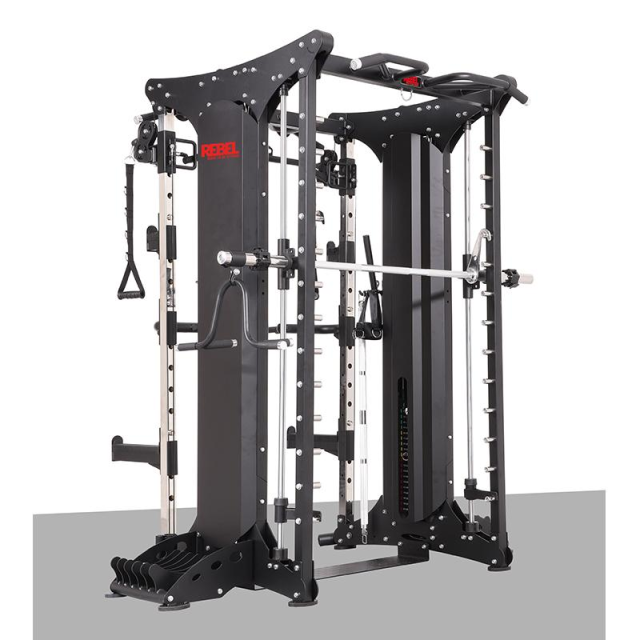 Мультикомплекс на базе машины Смита с кроссовером с двумя весовыми стеками по 90 кг Rebel