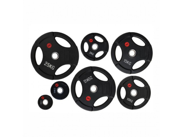 Диски обрезиненные с тремя хватами в ассортименте 5 кг