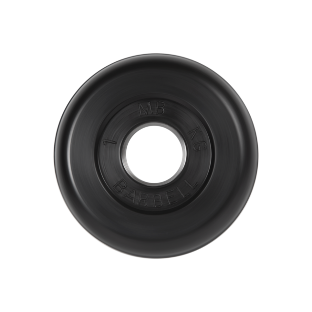 Диск обрезиненный "Barbell" d 26 мм чёрный 1,0 кг MB-PltB26-1