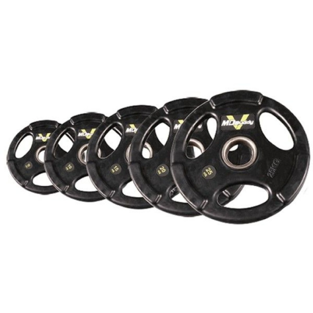 Диск обрезиненный тренировочный с тройным хватом MD Buddy MD1018 (20 кг)