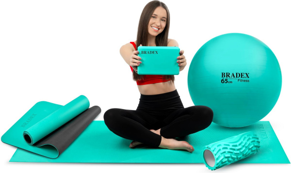 Коврик для йоги и фитнеса 183*61*0,6 TPE, мятный