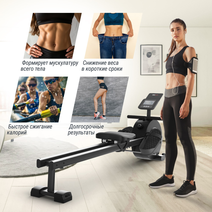Гребной тренажер UNIX Fit механическая нагрузка / Techno Rower 360