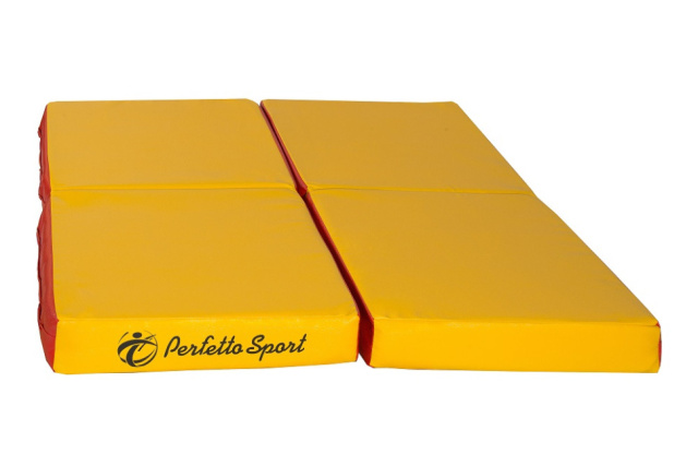 Мат PERFETTO SPORT № 11 (100 х 100 х 10), складной, 4 сложения, красно/жёлтый