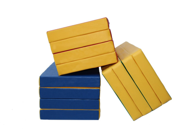 Мат КМС № 5 (100 х 200 х 10), складной, 3 сложения, зелёно/жёлтый