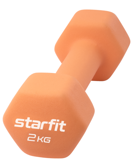 Гантель неопреновая STARFIT DB-201, 2 кг, оранжевый пастель Гантель неопреновая STARFIT DB-201, 2 кг, оранжевый пастель