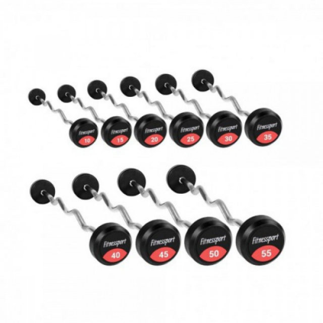 Набор изогнутых штанг с фиксированным весом Fitnessport FDS-22/2 (10-55 кг)