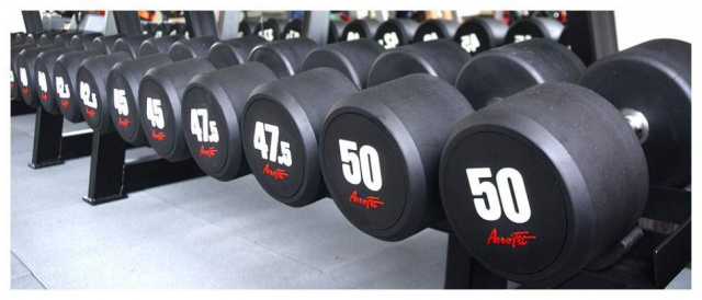 Гантельный ряд Aerofit от 2,5 до 25 кг (10 пар с шагом 2,5 кг)