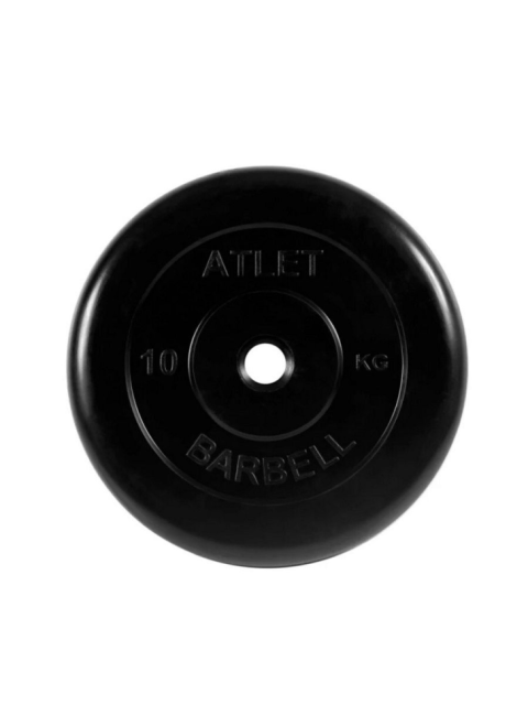 Диск обрезиненный "Atlet" d 51 мм чёрный 10,0 кг