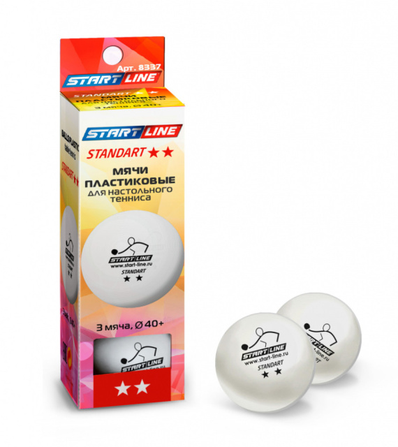 Мячи Start line Standart 2* New (3 шт, бел.) Мячи Start line Standart 2* New (3 шт, бел.)