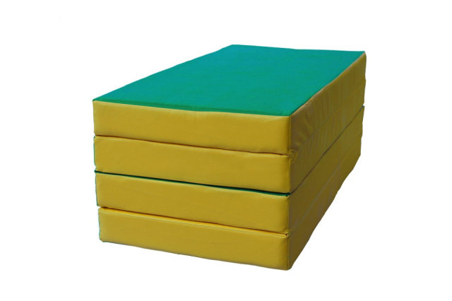 Мат КМС № 5 (100 х 200 х 10), складной, 3 сложения, зелёно/жёлтый