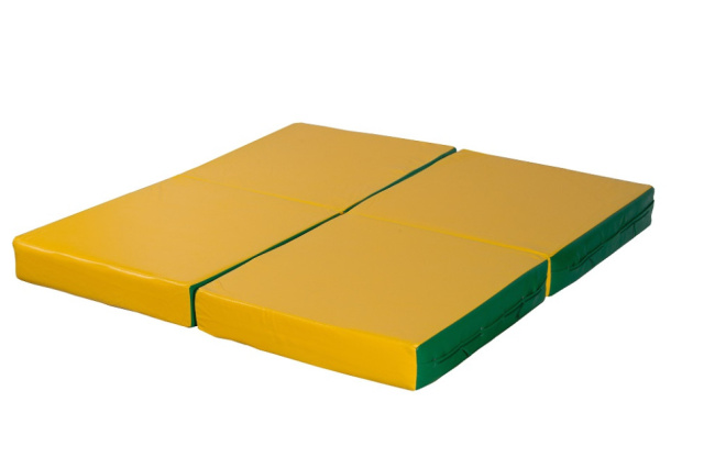 Мат PERFETTO SPORT № 11 (100 х 100 х 10), складной, 4 сложения, зелёно/жёлтый