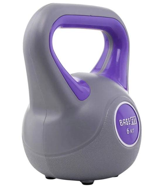 Гиря пластиковая BASEFIT DB-503 6 кг, серый/фиолетовый Гиря пластиковая BASEFIT DB-503 6 кг, серый/фиолетовый