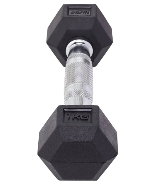 Гантель гексагональная STARFIT DB-301, 1 кг, обрезиненная, черный Гантель гексагональная STARFIT DB-301, 1 кг, обрезиненная, черный